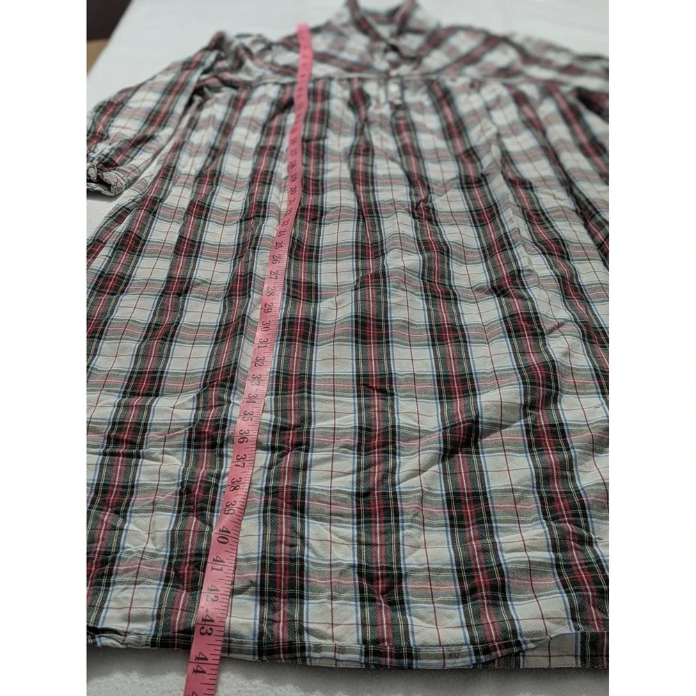 LL Bean Nightgown Size XL Long Pintuck Red Plaid Tartan Flannel PJs Xmas Vtg 80s